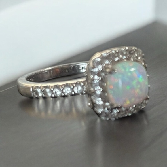Cushion-Cut Lab-Created Opal & White
Lab-Created Sapphire Ring Sterling Silver - Picture 2 of 5